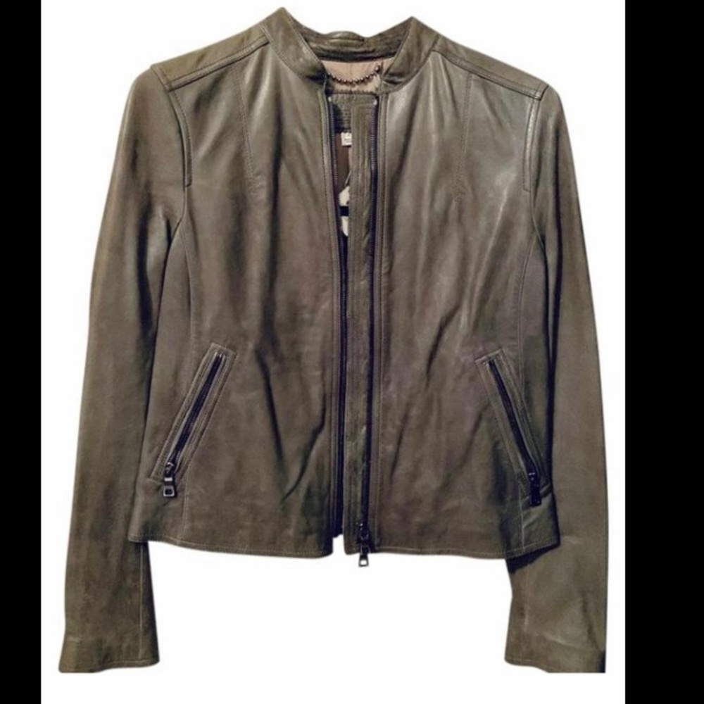 Coach Grey Leather Jacket